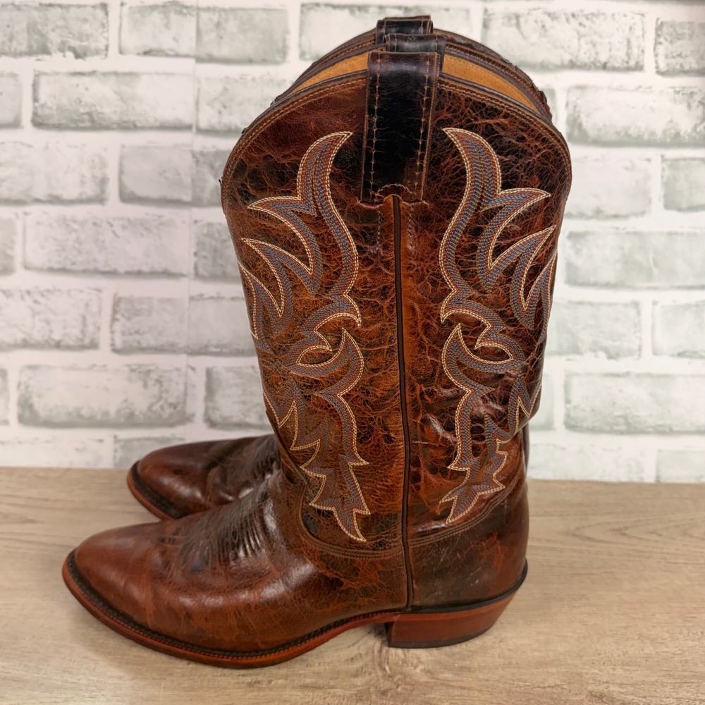 Tony Lama Western Cowboy Boots Leather Brown Mens 9.5